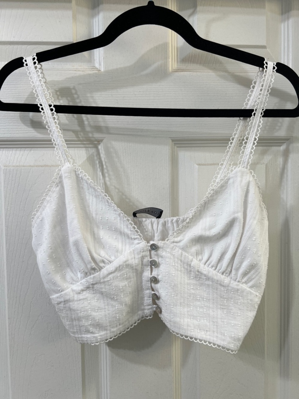 White Fox Boutique White Eyelet Crop Top Size Small